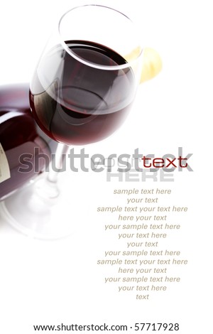 a glass of red wine over white with sample text a glass of red wine over white with sample text