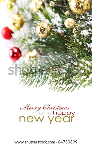 Christmas decoration isolated on the white background with sample text