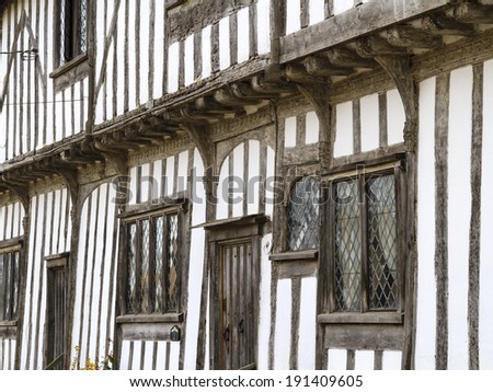 Old english timber-framed Tudor house in the village Stoke by Nayland in Suffolk.