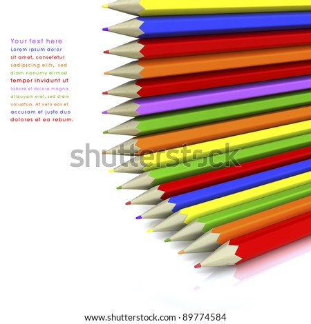 Beautiful color pencil  background, High-resolution 3d rendering