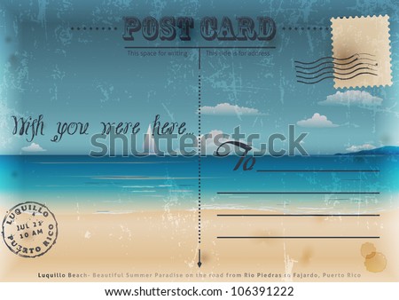 Vintage summer postcard Vector illustration. Vintage summer postcard Vector illustration.