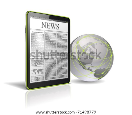 Generic tablet PC with globe. Generic tablet PC with globe.