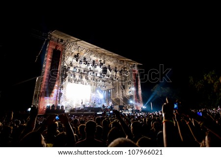NOVI SAD, SERBIA - JULY 15: Guns N\' Roses performs at EXIT 2012 Music Festival, on July 15, 2012 at the Petrovaradin Fortress in Novi Sad, Serbia.