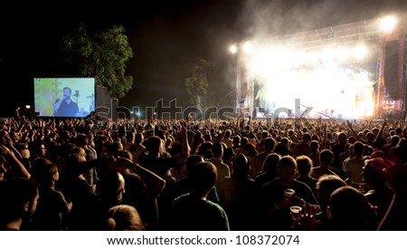 NOVI SAD, SERBIA - JULY 12: The Main Stage at EXIT 2012 Music Festival, during Duran Duran\'s performance on July 12, 2012 in the Petrovaradin Fortress in Novi Sad.
