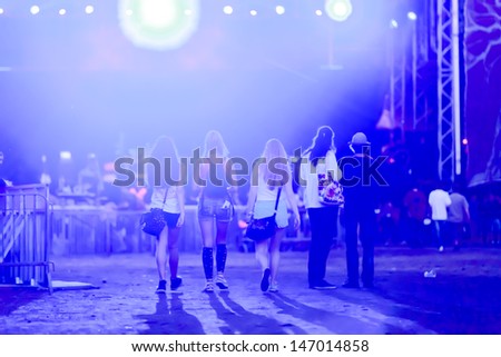NOVI SAD, SERBIA - JULY 13: People walking towards the Main Stage at EXIT 2013 Music Festival on July 13, 2013 in the Petrovaradin Fortress in Novi Sad.