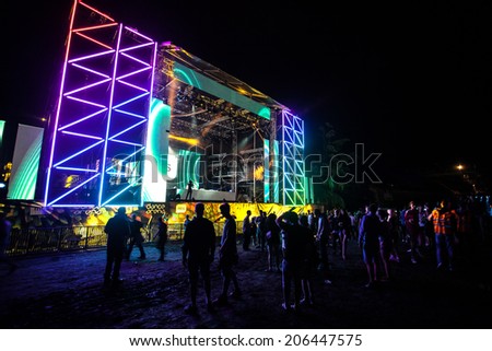 NOVI SAD, SERBIA - JULY 10: The Dance Arena at EXIT 2014 Music Festival, between acts on July 10, 2014 in the Petrovaradin Fortress in Novi Sad.
