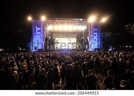 NOVI SAD, SERBIA - JULY 10: The Main Stage at EXIT 2014 Music Festival, between acts on July 10, 2014 in the Petrovaradin Fortress in Novi Sad.