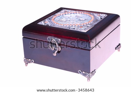 red jewellery boxes. old wooden jewellery box. adornment