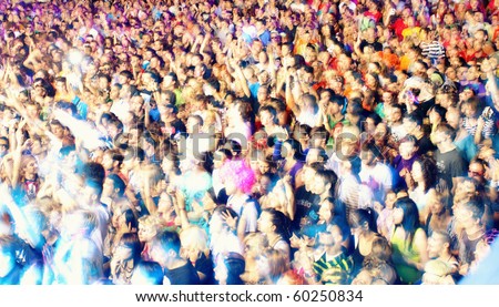 NOVI SAD, SERBIA - CIRCA JULY 2010:Motion blur of audience in front of the Dance Stage at the Best European Music Festival - EXIT 2010, circa July 2010 at the Petrovaradin Fortress in Novi Sad.