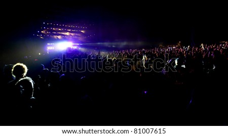 NOVI SAD, SERBIA - JULY 8: Audience infront of the Main Stage at EXIT 2011 Music Festival, during EDITORS performance, on July 8, 2011 in the Petrovaradin Fortress in Novi Sad.