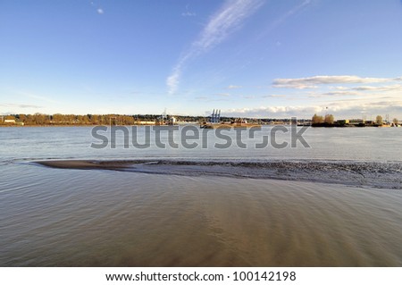 isolated sand dune in the river