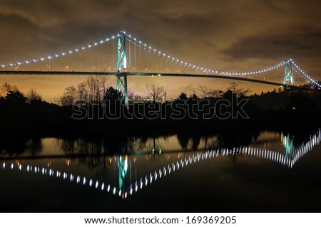 Night View of Lions Gate Bridge, Vancouver, BC, Canada