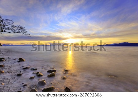 Sunset at Acadia Beach near University of British Columbia, Canada