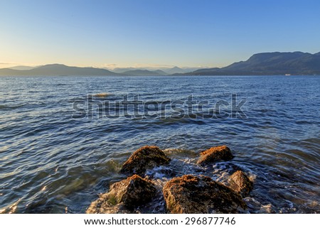 Burrard Inlet at sunset, Vancouver, British Columbia, Canada