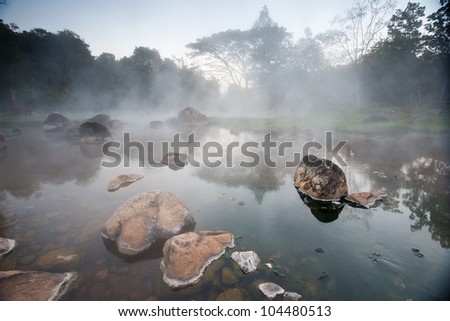 beautiful morning hot spring at Jae Sawn National Park , Thailand