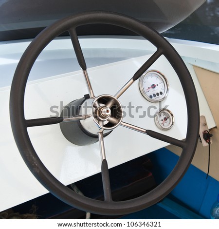 steering wheel on boat