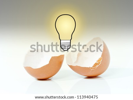 From the broken egg the shone lamp is pulled out.