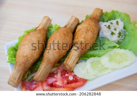 The Vietnam Food shrimp on sugarcane