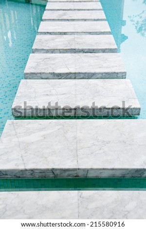marble steps on pool