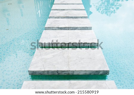marble steps on pool