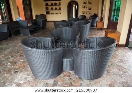 indoor furniture rattan armchairs and table