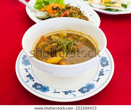 fish organs sour soup  ,Fish soup flavored of Thailand