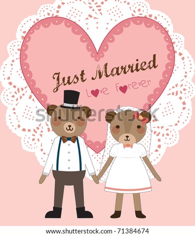 Cute Couples Holding Hands Cartoon. stock vector : Wedding Couple