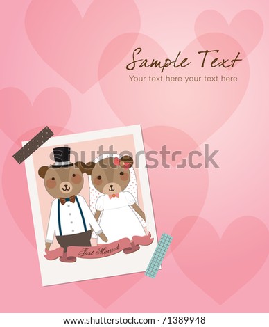stock vector Wedding Invitation Little Cute Bears Couple Just Married 