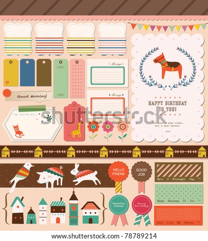 Sweet Scrapbook Elements Perfect for Scrapbook Sticker Photo Party Card Vector Illustration. Sweet Scrapbook Elements Perfect for Scrapbook Sticker Photo Party Card Vector Illustration.