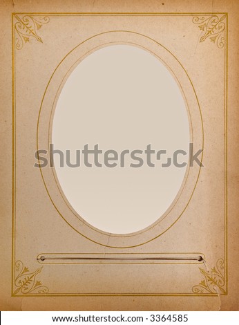 Blank grunge antique paper portrait frame with clipping path around the oval for your insert
