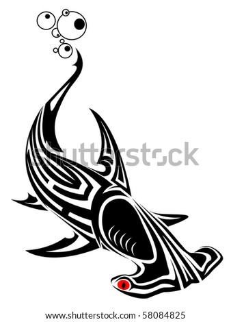 stock vector Tattoo fish sword