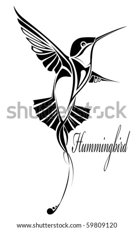 stock vector Tattoo hummingbird