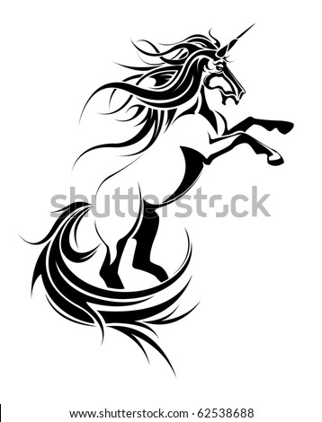 stock vector : unicorn tattoo
