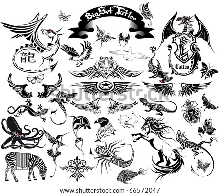 stock vector : big set tattoo