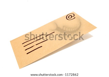 Manila Envelope used as a concept for email with the shadow of a bug (virus) attachment.
