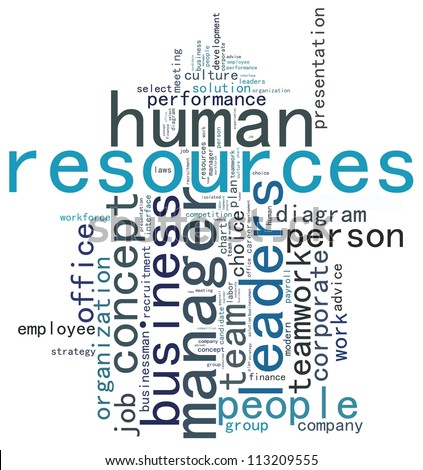 human resources info-text graphics and arrangement concept on white background (word cloud)