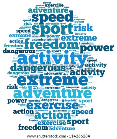 extreme sport info-text graphics and arrangement concept on white background (word cloud)