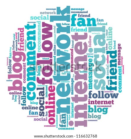 Social network info-text graphics and arrangement concept on white background (word cloud)