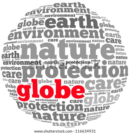 globe info-text graphics and arrangement concept on white background (word cloud)