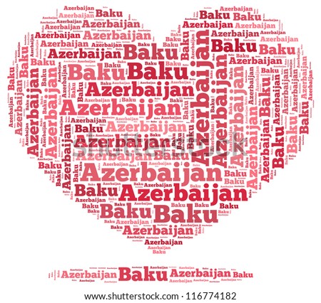 Azerbaijan info-text graphics and arrangement concept on white background (word cloud)