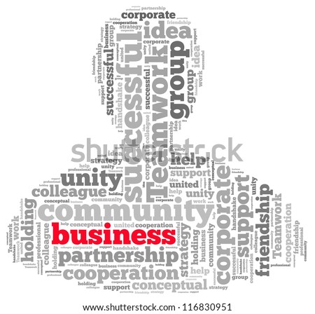 business info-text graphics and arrangement concept on white background (word cloud)