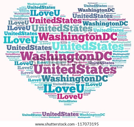 United States info-text graphics and arrangement concept on white background (word cloud)