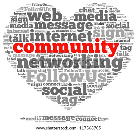 community info-text graphics and arrangement concept on white background (word cloud)