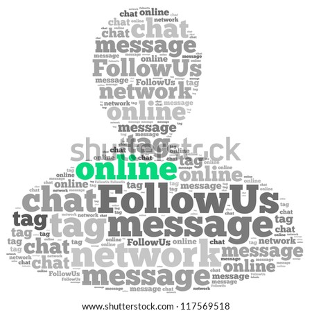 Online info-text graphics and arrangement concept on white background (word cloud)