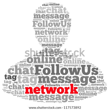 Network info-text graphics and arrangement concept on white background (word cloud)