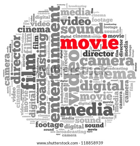 movie info-text graphics and arrangement concept on white background (word cloud)