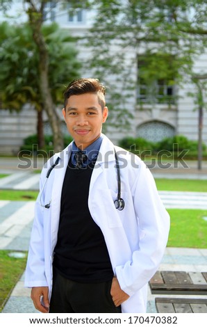 Young asian muslim doctor smile
