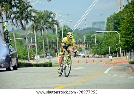 PUTRAJAYA,MALAYSIA -FEB 24 :Guardini Andrea from Itali in action during the Putrajaya Individual Time Trial which is the first stage of Le Tour de Langkawi 2012 on Feb 24, 2012 in Putrajaya, Malaysia