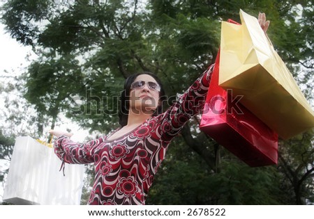 shopping lady with colored bags