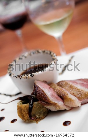 red wine, white wine and pork meat